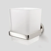 Стакан для ванной Wasserkraft Tauber 64428 настенный, никель, стеклянный