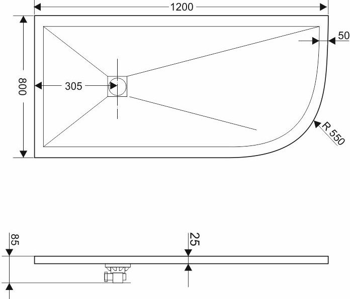 Поддон для душа RGW Stone Tray ST/AL-0128G 80х120