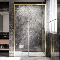 Дверь для душевого уголка Veconi Premium Trento PTD-30G 120 см, профиль брашированное золото, стекло прозрачное