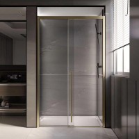 Дверь для душевого уголка Veconi Premium Trento PTD-30G 120 см, профиль брашированное золото, стекло прозрачное