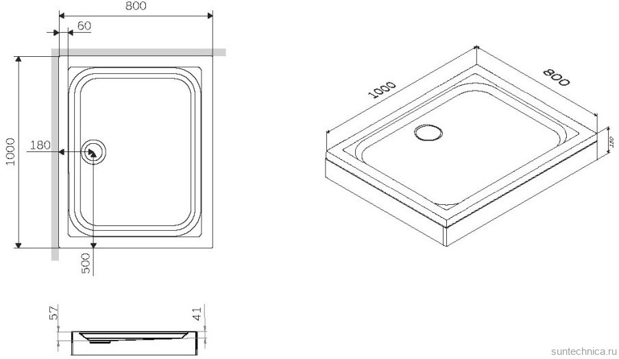 Поддон для душа AM.PM Gem W90T-404-100280W 100x80