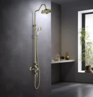 Душевая стойка AQUATEK Классик AQ2563PG с термостатом, полированное золото