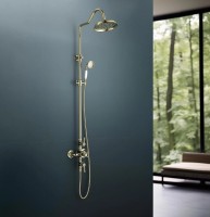 Душевая стойка AQUATEK Классик AQ2563PG с термостатом, полированное золото