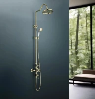Душевая стойка AQUATEK Классик AQ2563PG с термостатом, полированное золото