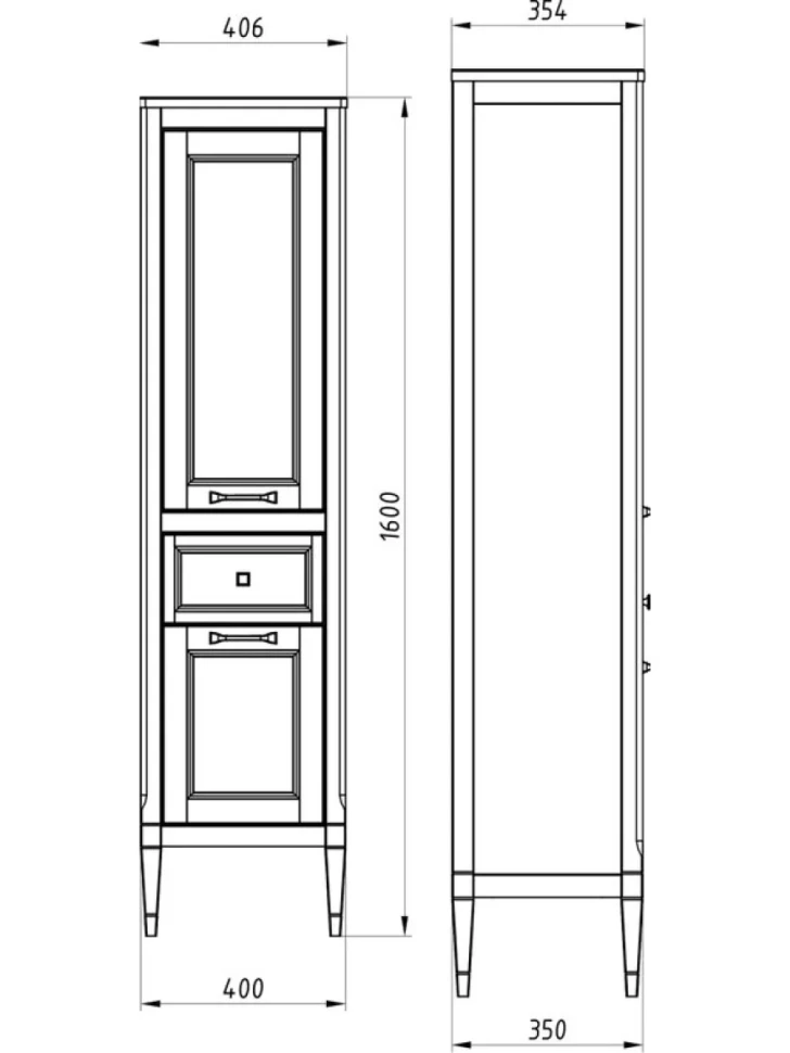 Шкаф пенал для ванной ASB-Woodline Гранда 40 R, серый