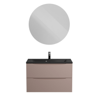 Мебель для ванной комнаты BelBagno Marino 80 подвесная, capucino lucido, черная раовина