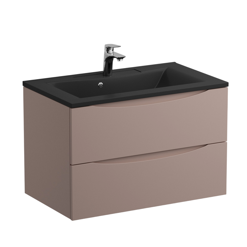 Мебель для ванной комнаты BelBagno Marino 80 подвесная, capucino lucido, черная раовина