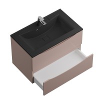 Мебель для ванной комнаты BelBagno Marino 80 подвесная, capucino lucido, черная раовина