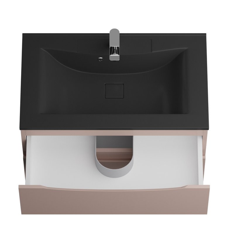 Мебель для ванной комнаты BelBagno Marino 80 подвесная, capucino lucido, черная раовина