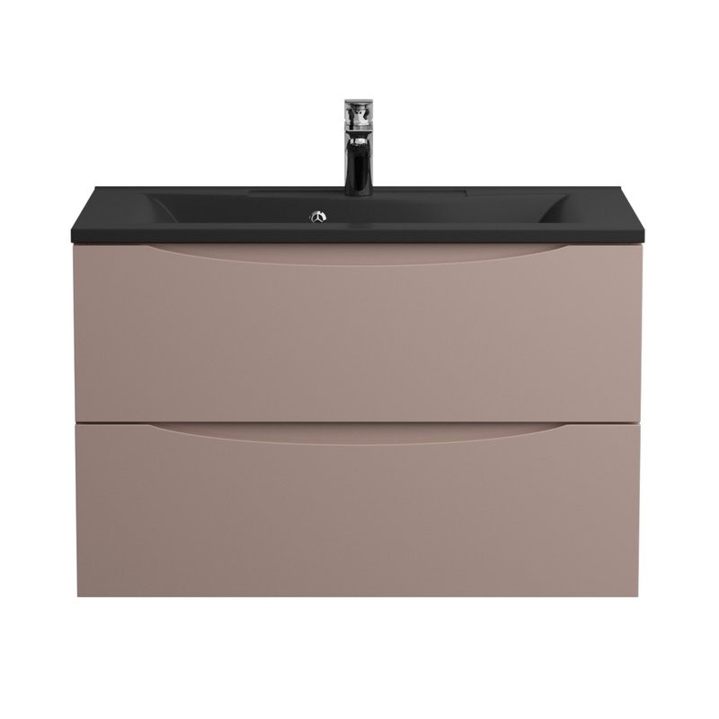 Мебель для ванной комнаты BelBagno Marino 80 подвесная, capucino lucido, черная раовина