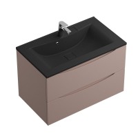 Мебель для ванной комнаты BelBagno Marino 80 подвесная, capucino lucido, черная раовина