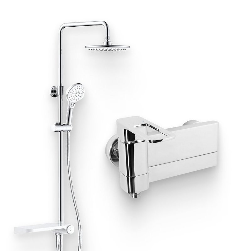 Душевой комплект Смеситель IDDIS Slide SLISB00i02WA + Стойка Ray RAYSW3Fi76