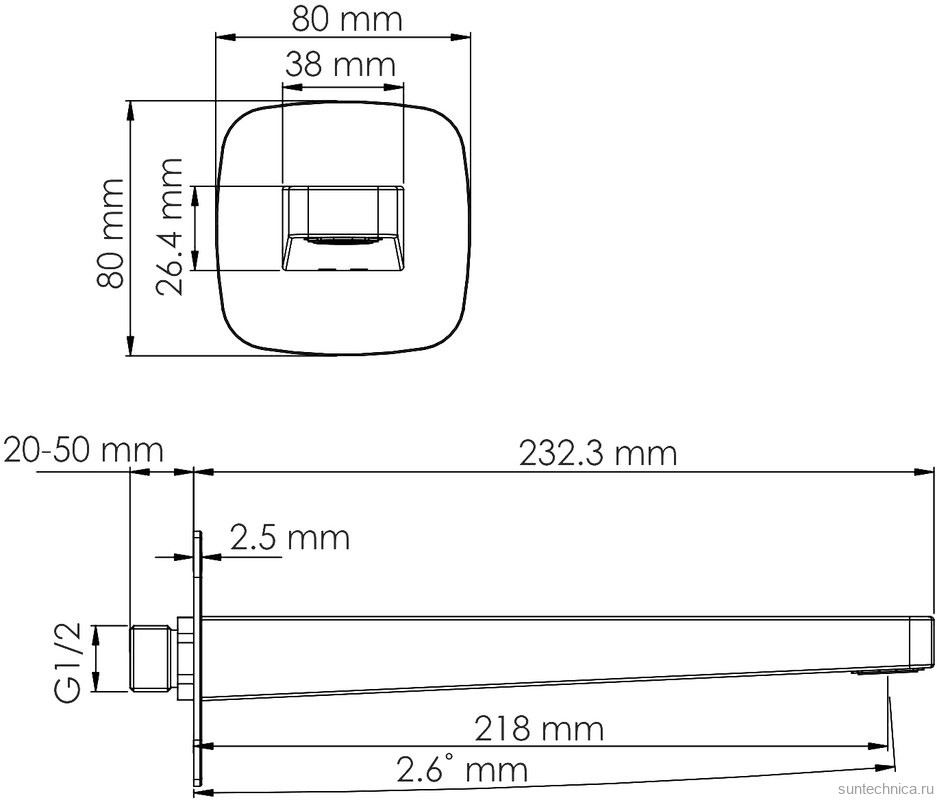 Смеситель для раковины Wasserkraft Nuthe A9151.315 С ВНУТРЕННЕЙ ЧАСТЬЮ, черный