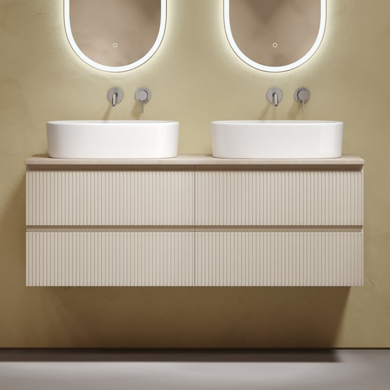 Тумба с раковиной Sancos Snob T 140 beige soft, столешница бежевая TT140A2, раковина CN6075