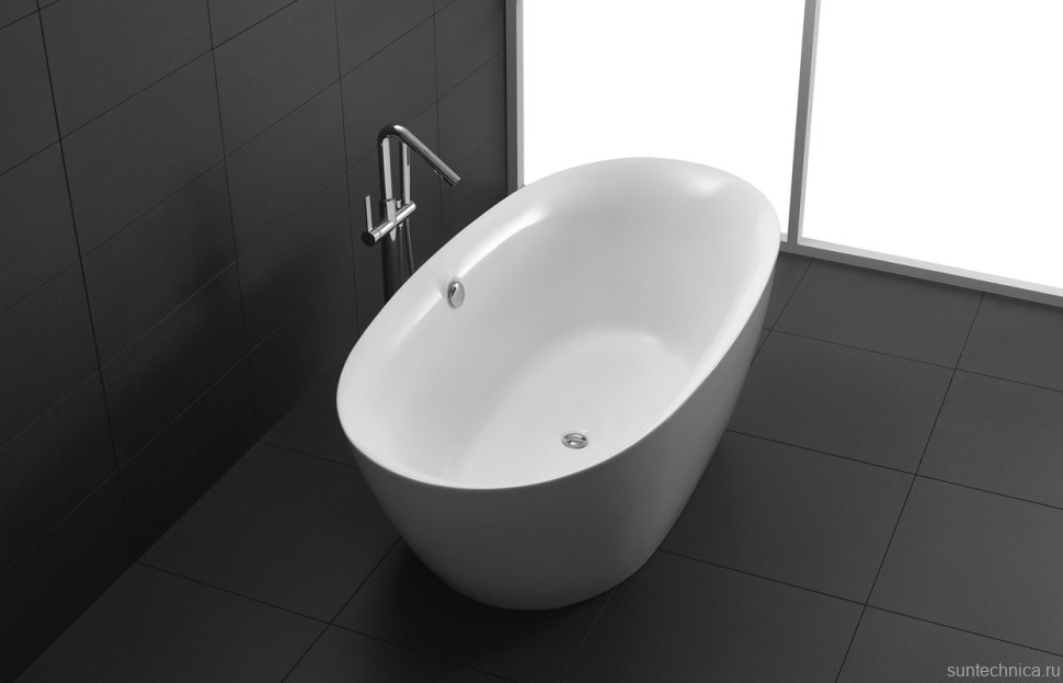 Акриловая ванна BelBagno BB68-1800 180x90 см, отдельностоящая, белая, овальная, с каркасом, со сливом-переливом