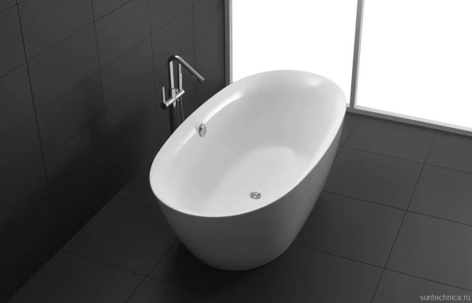 Акриловая ванна BelBagno BB68-1800 180x90 см, отдельностоящая, белая, овальная, с каркасом, со сливом-переливом