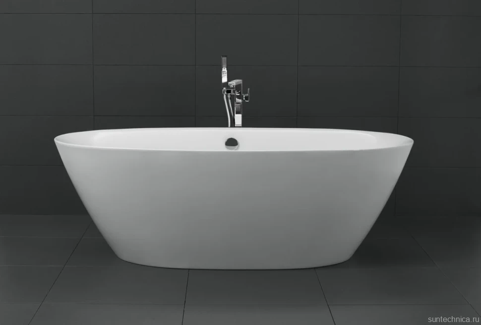 Акриловая ванна BelBagno BB68-1800 180x90 см, отдельностоящая, белая, овальная, с каркасом, со сливом-переливом