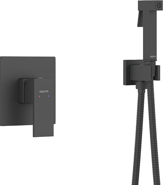 Гигиенический душ AQUATEK Либра AQ1619MB со смесителем, С ВНУТРЕННЕЙ ЧАСТЬЮ, матовый черный
