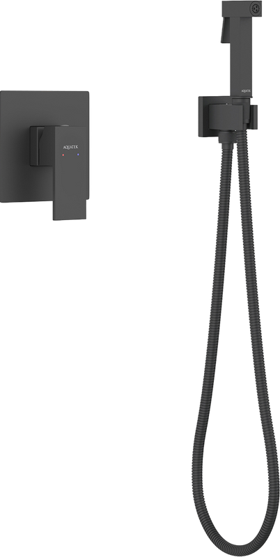 Гигиенический душ AQUATEK Либра AQ1619MB со смесителем, С ВНУТРЕННЕЙ ЧАСТЬЮ, матовый черный