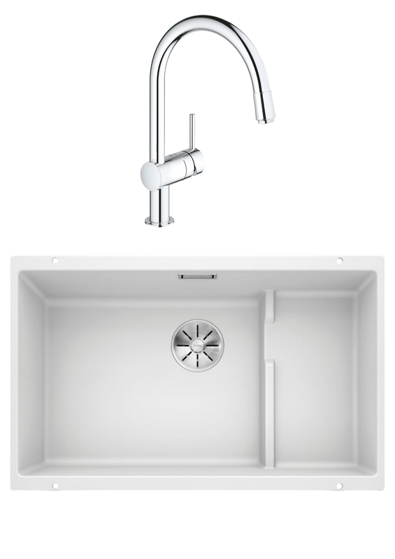 Комплект Мойка Blanco Subline 700-U Level белая + Смеситель Grohe Minta 3291800E хром