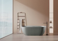 Ванна из искусственного камня AltroBagno Bruna 090204 170x75 см, отдельностоящая, овальная, на ножках, с донным клапаном, с подголовником