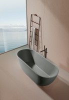 Ванна из искусственного камня AltroBagno Bruna 090204 170x75 см, отдельностоящая, овальная, на ножках, с донным клапаном, с подголовником