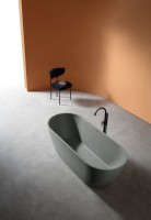 Ванна из искусственного камня AltroBagno Bruna 090204 170x75 см, отдельностоящая, овальная, на ножках, с донным клапаном, с подголовником