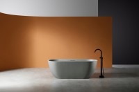 Ванна из искусственного камня AltroBagno Bruna 090204 170x75 см, отдельностоящая, овальная, на ножках, с донным клапаном, с подголовником