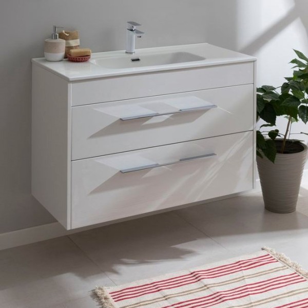 Тумба под раковину Aquanet Августа 100 белый глянец