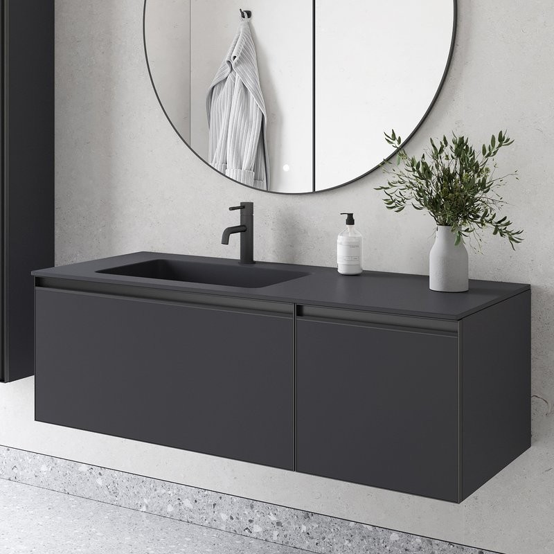 Тумба с раковиной Armadi Art Quatro 2 120 anthracite, с раковиной anthracite