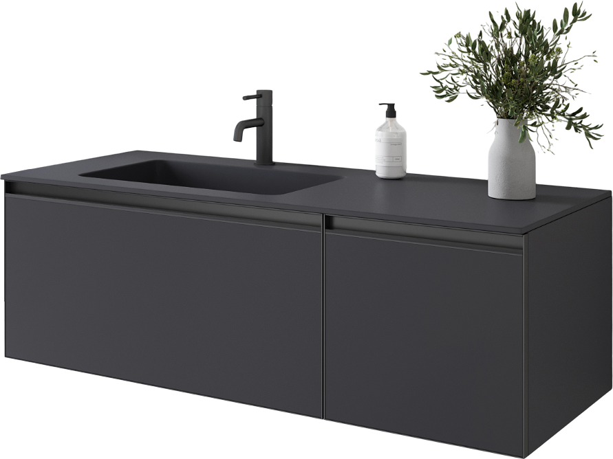 Тумба с раковиной Armadi Art Quatro 2 120 anthracite, с раковиной anthracite