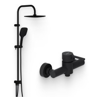 Душевой комплект Смеситель для душа Damixa Scandinavian Pure 362000300, черный + Стойка Eclipse 931000300, черный