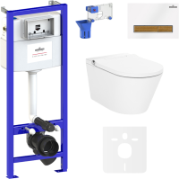 Комплект Lavinia Boho Унитаз подвесной Smart V-Clean 3359102R с микролифтом + Инсталляция RelFix 38010010 + Кнопка RelFix 38050603 + Дозатор RelFix 38040010