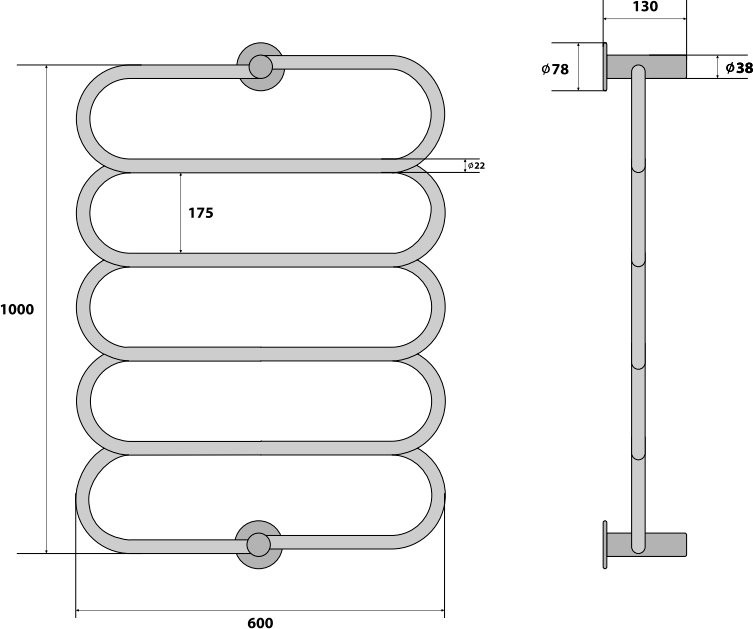 Полотенцесушитель электрический Energy Aura G Aura 100x60