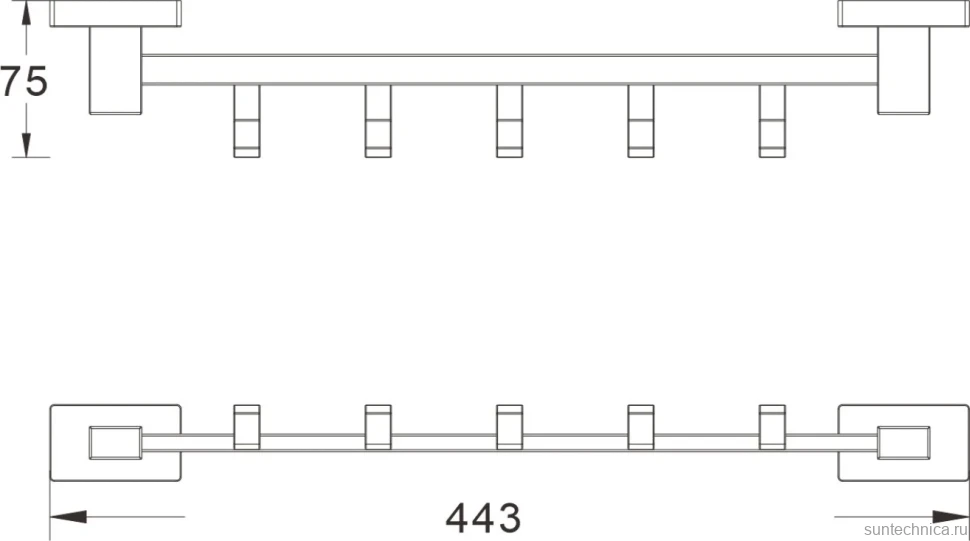 Крючок Shevanik SG5651 хром, на шурупах