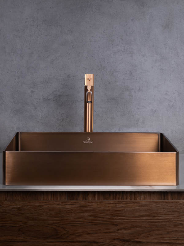 Накладная раковина AltroBagno Astro 001020 BrAn 51 состаренная бронза, прямоугольная, нержавеющая сталь