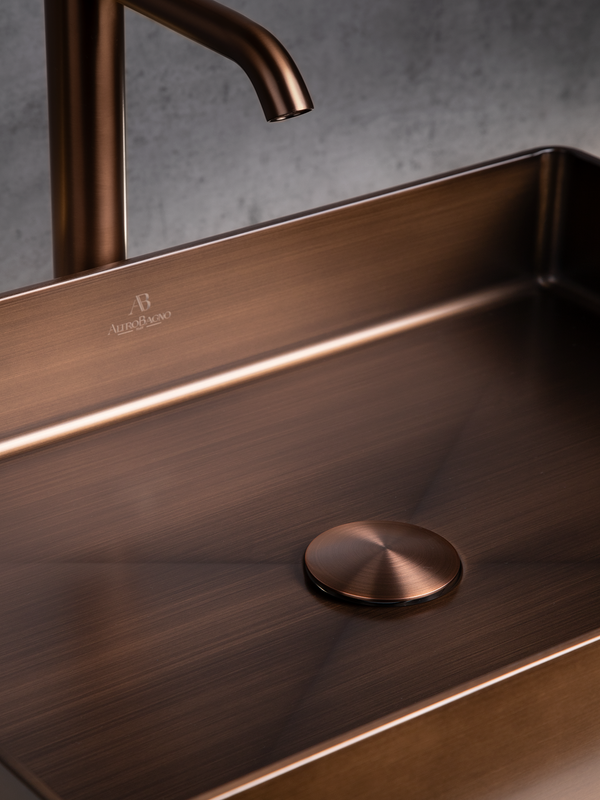 Накладная раковина AltroBagno Astro 001020 BrAn 51 состаренная бронза, прямоугольная, нержавеющая сталь