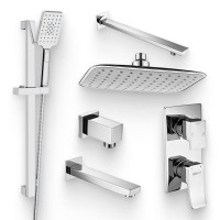 Душевой комплект Смеситель Wasserkraft Aller 10671 С ВНУТРЕННЕЙ ЧАСТЬЮ + Гарнитур A145 + Подключение A089 + Душ A031 + Кронштейн A090 + Излив A091 для ванны