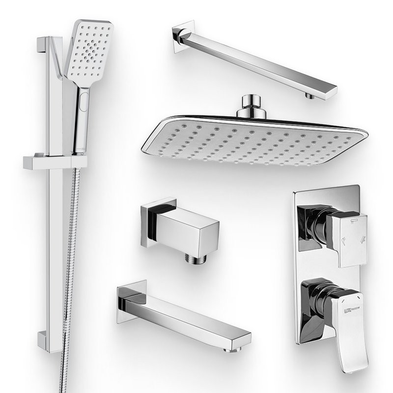 Душевой комплект Смеситель Wasserkraft Aller 10671 С ВНУТРЕННЕЙ ЧАСТЬЮ + Гарнитур A145 + Подключение A089 + Душ A031 + Кронштейн A090 + Излив A091 для ванны