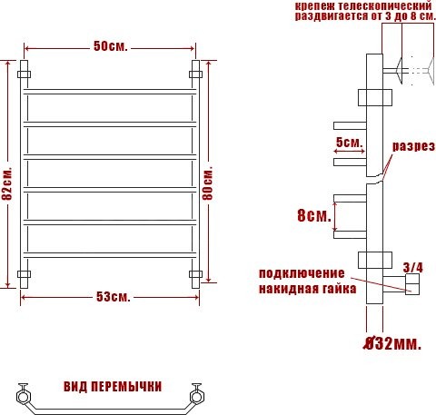 Полотенцесушитель водяной Ника Trapezium ЛТ 80/50