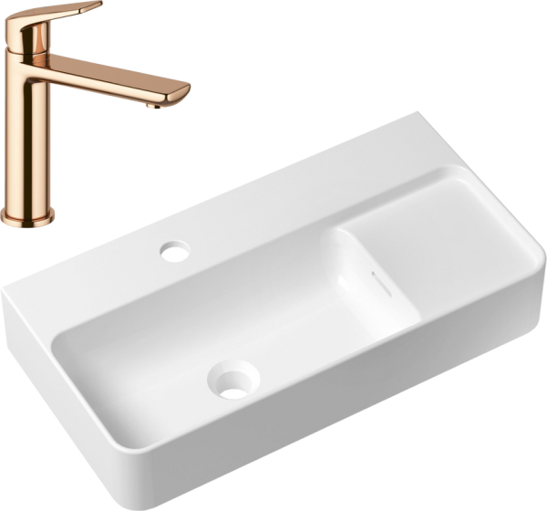 Комплект Накладная раковина Lavinia Boho Bathroom Sink Slim 33311011 + Смеситель Wellsee ICON! for life 182304000 розовое золото