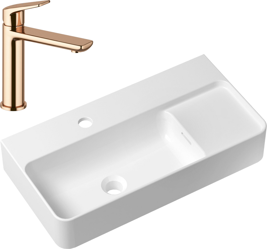 Комплект Накладная раковина Lavinia Boho Bathroom Sink Slim 33311011 + Смеситель Wellsee ICON! for life 182304000 розовое золото