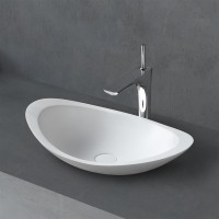 Накладная раковина Abber Stein AS2606 61 матовая белая, овальная, искусственный камень