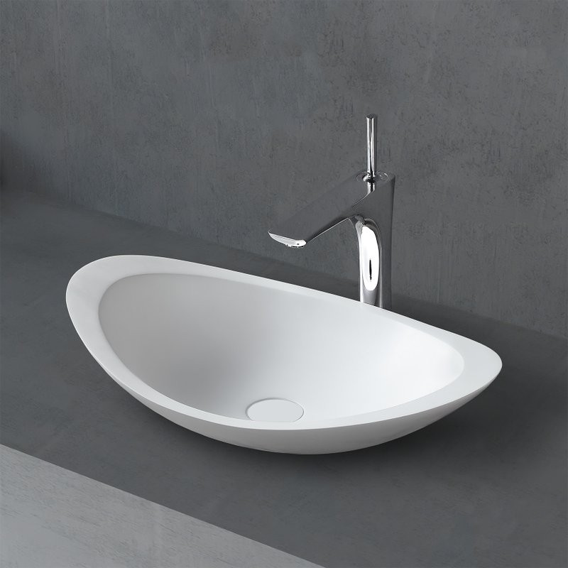 Накладная раковина Abber Stein AS2606 61 матовая белая, овальная, искусственный камень