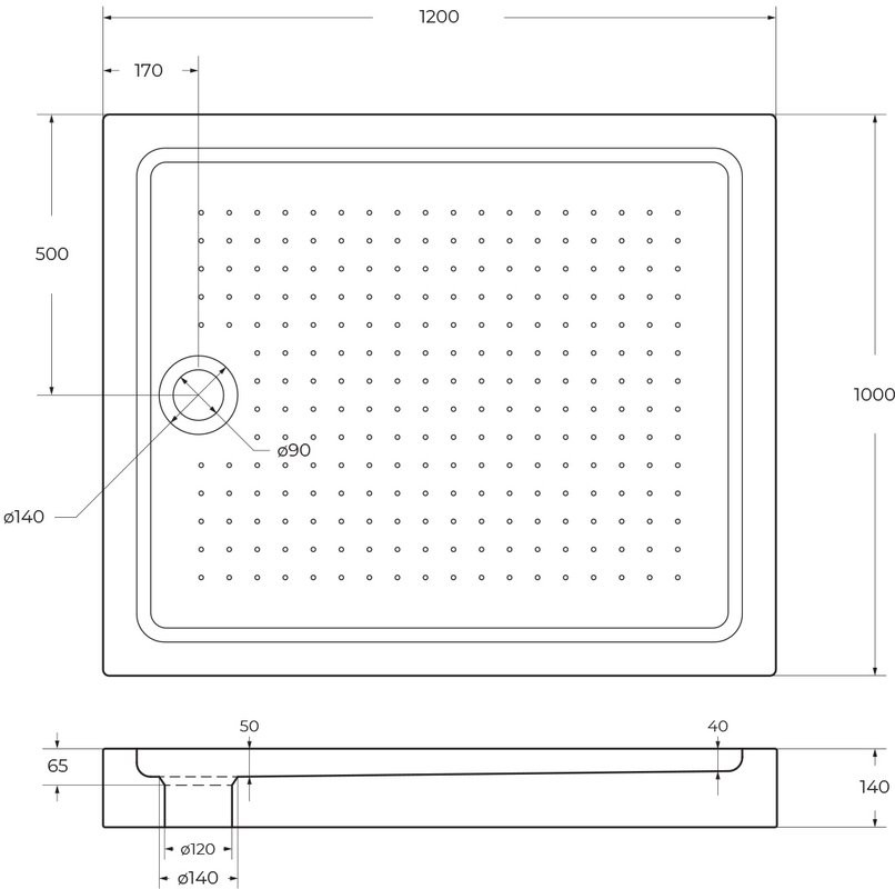 Поддон для душа BelBagno TRAY-BB-AH-120/100-15-W