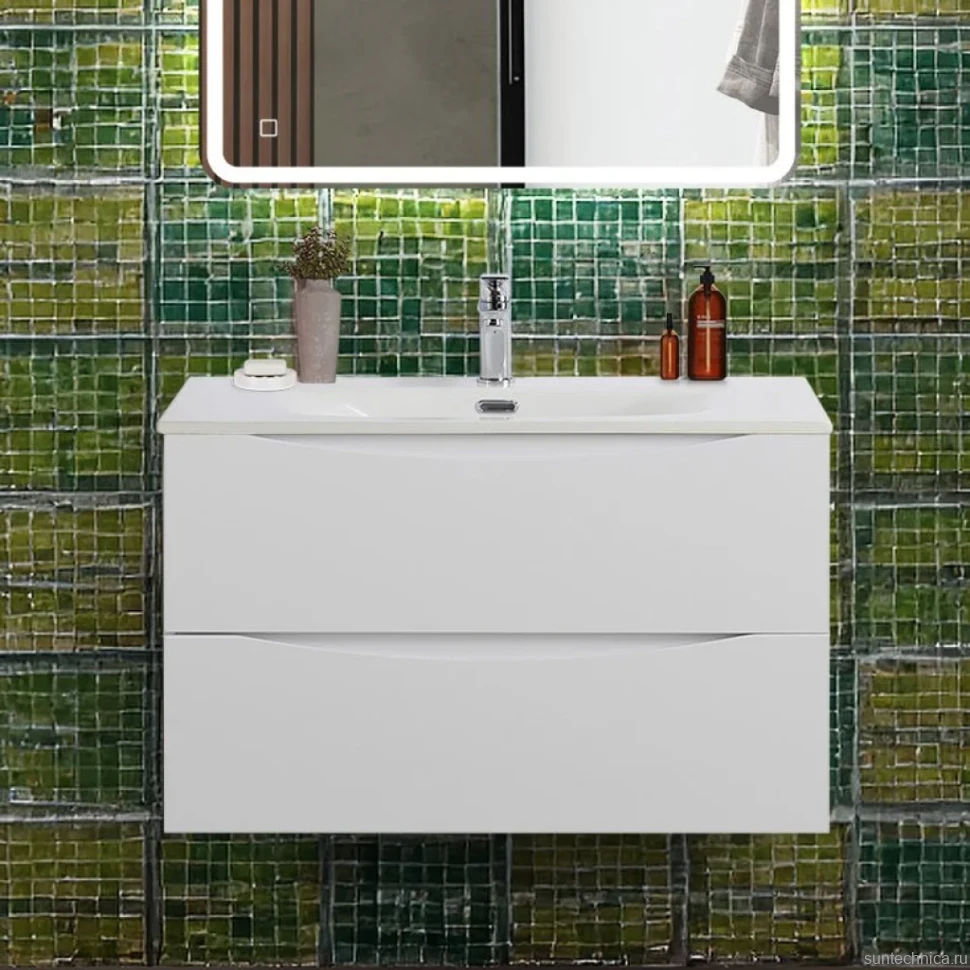 Тумба с раковиной BelBagno Marino-cer-n 80 подвесная, bianco opaco