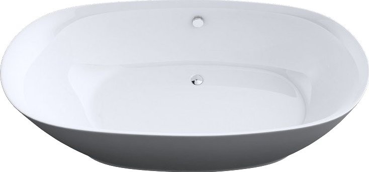 Акриловая ванна Art&Max AM-527-1800-835 180x85 см, отдельностоящая, белая, овальная, с каркасом, со сливом-переливом