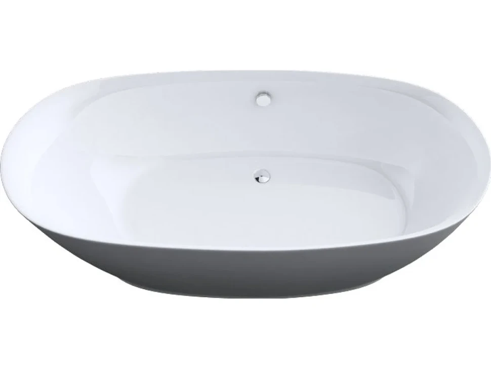 Акриловая ванна Art&Max AM-527-1800-835 180x85 см, отдельностоящая, белая, овальная, с каркасом, со сливом-переливом