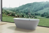 Акриловая ванна Art&Max AM-527-1800-835 180x85 см, отдельностоящая, белая, овальная, с каркасом, со сливом-переливом