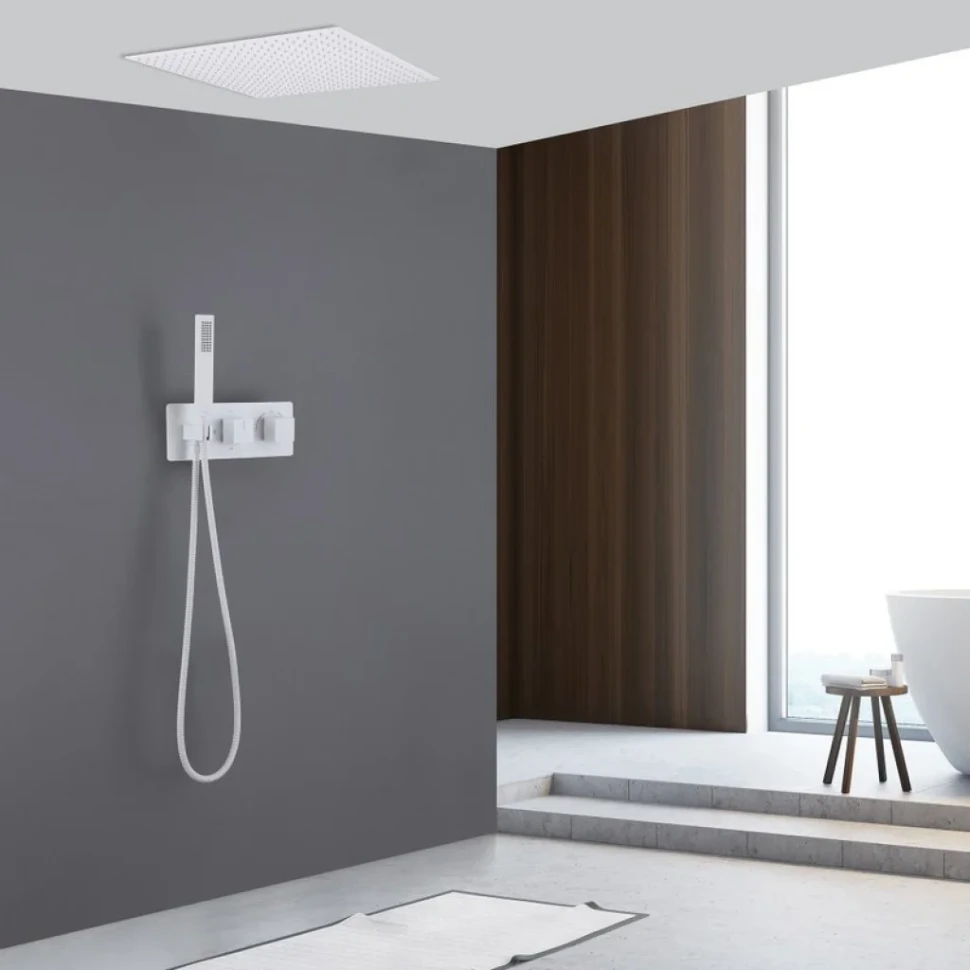 Душевой комплект Abber Daheim AF8255W С ВНУТРЕННЕЙ ЧАСТЬЮ, матовый белый